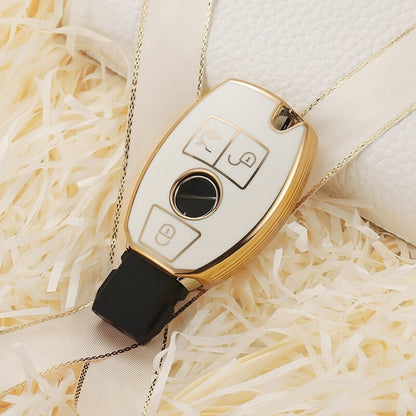 Carsine Mercedes Benz Car Key Case Golden Edge White / Key case