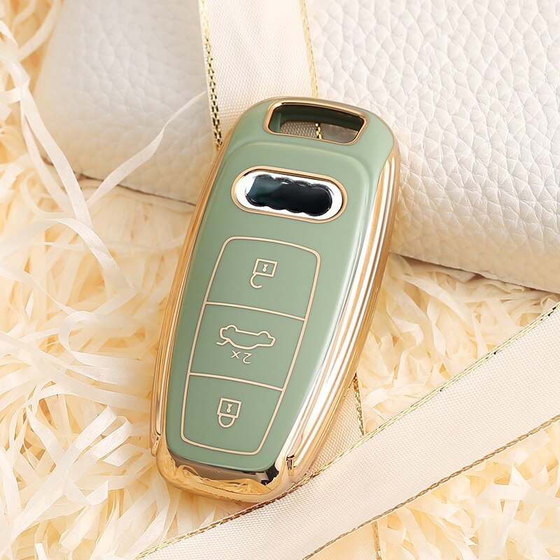 Carsine Audi Car Key Case Golden Edge Green / Key case