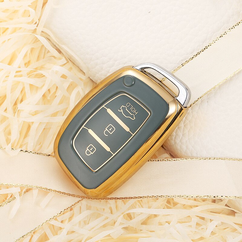 Carsine Hyundai Car Key Case Golden Edge A / Grey / Key case