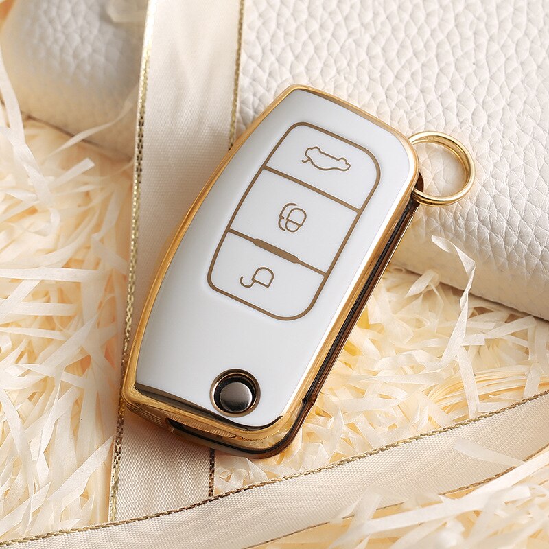 Carsine Ford Car Key Case Golden Edge White / Key case