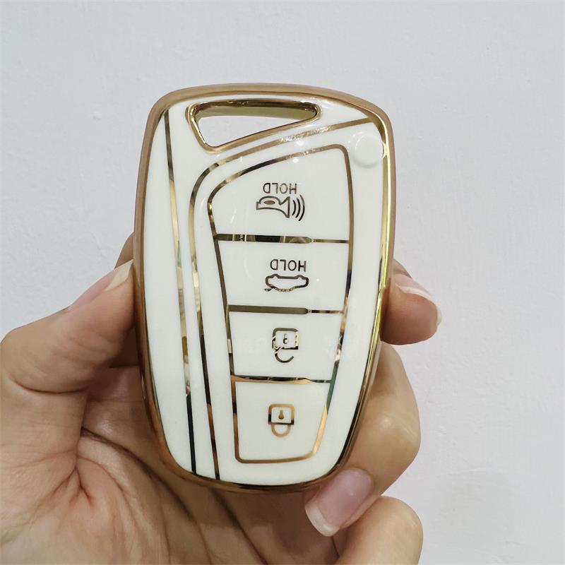 Carsine Hyundai Car Key Case Golden Edge White / Key case