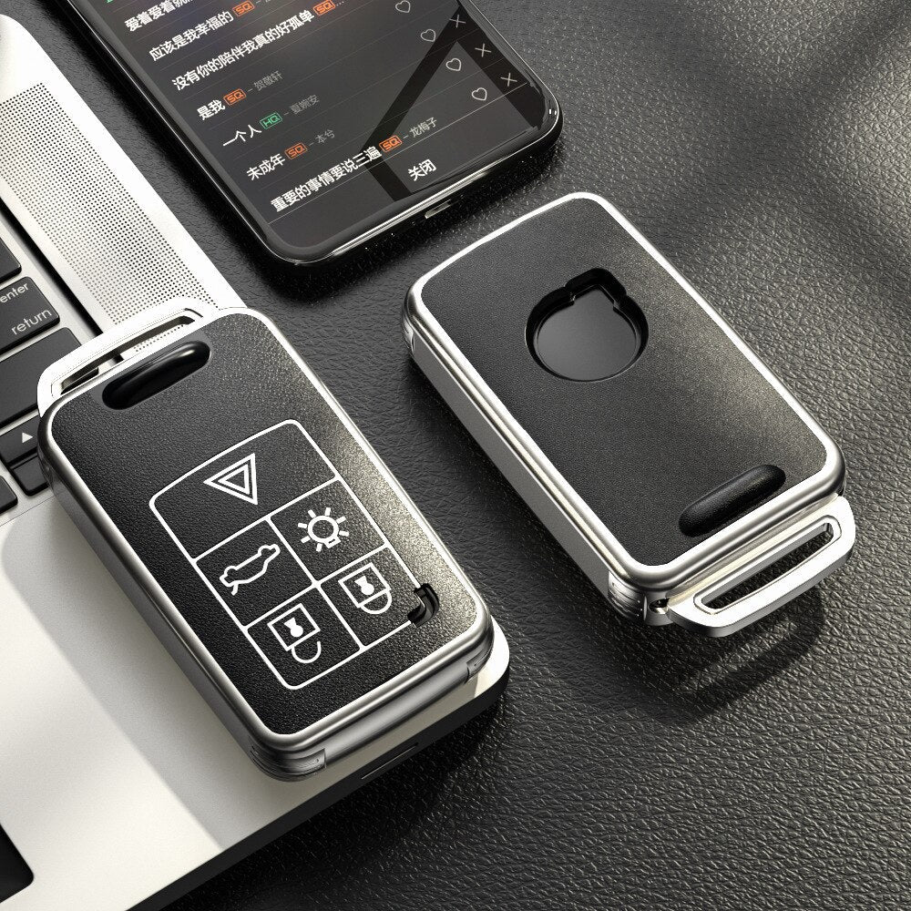 Carsine Volvo Car Key Case Silver Edge B（5 buttons） / Black