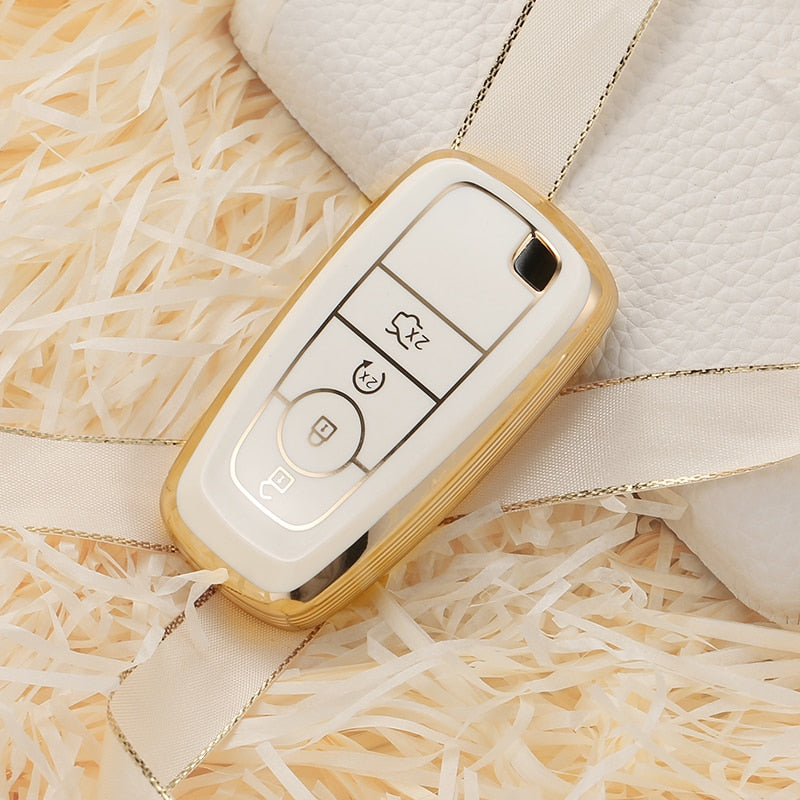 Carsine Ford Car Key Case Golden Edge A / White / Key case