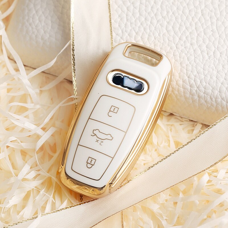 Carsine Audi Car Key Case Golden Edge White / Key case