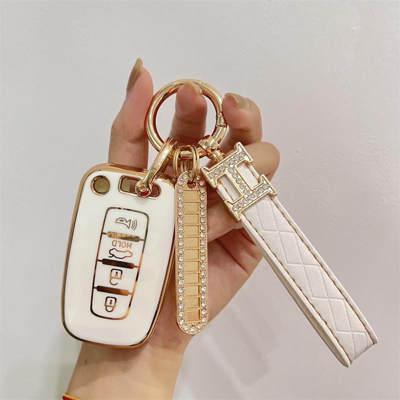 Carsine Hyundai Kia Car Key Case Golden Edge