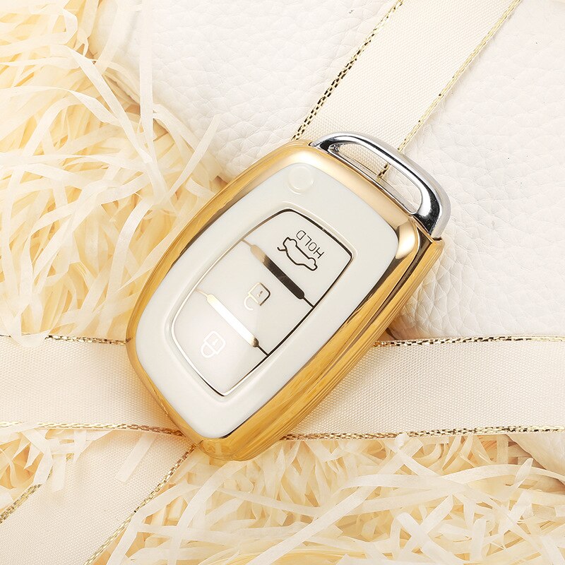 Carsine Hyundai Car Key Case Golden Edge A / White / Key case