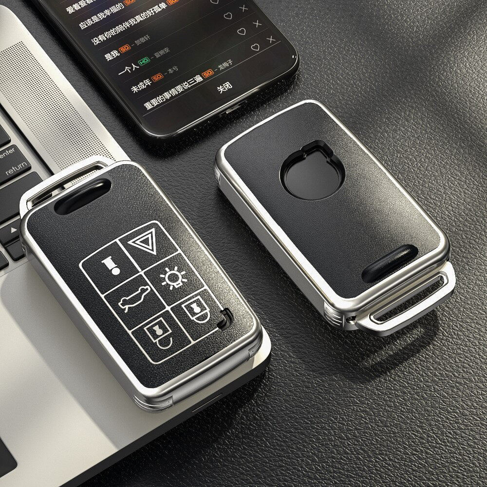 Carsine Volvo Car Key Case Silver Edge C（6 buttons） / Black
