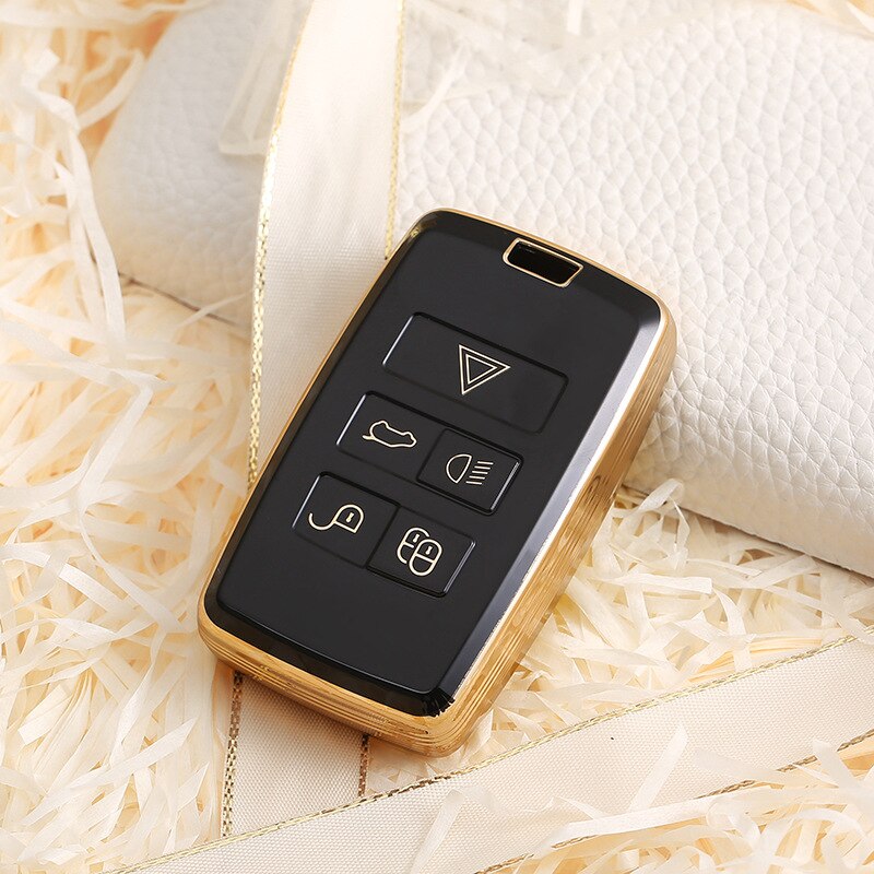 Carsine Land Rover Jaguar Car Key Case Golden Edge Black / Key case