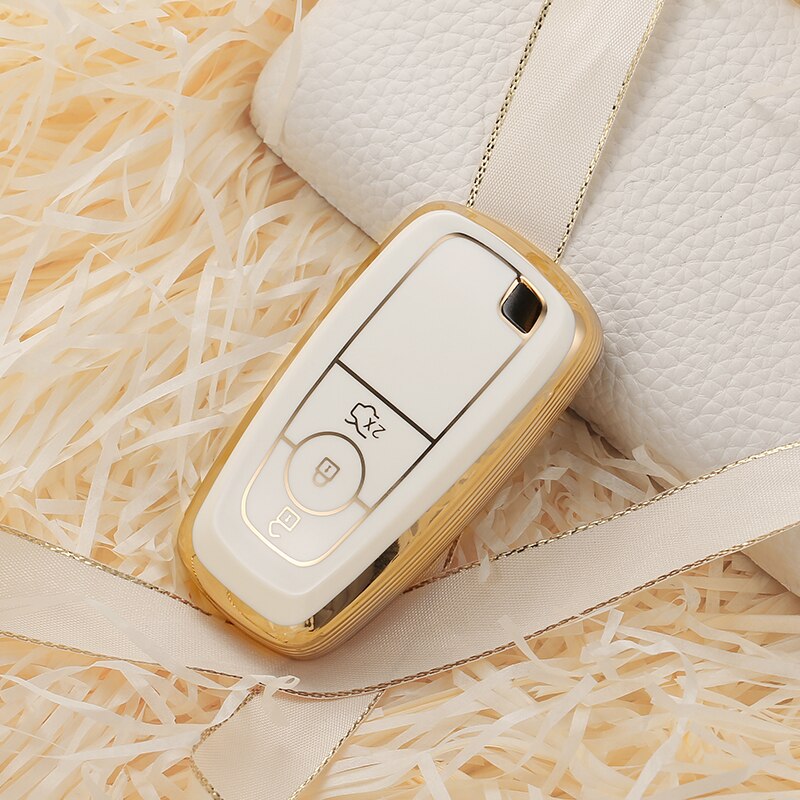 Carsine Ford Car Key Case Golden Edge B / White / Key case