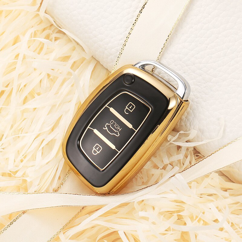Carsine Hyundai Car Key Case Golden Edge B / Black / Key case