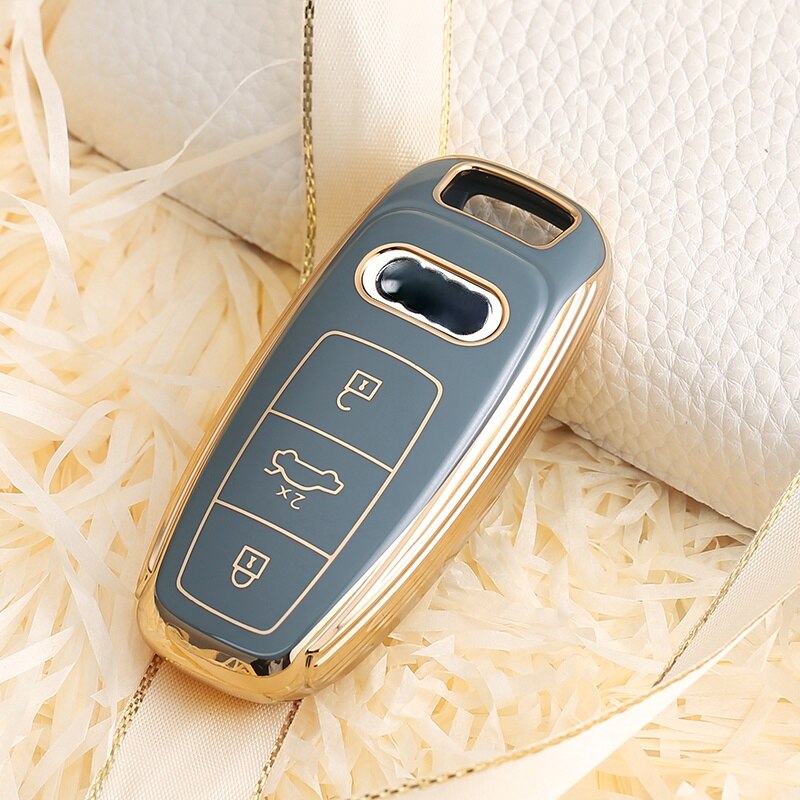 Carsine Audi Car Key Case Golden Edge Grey / Key case