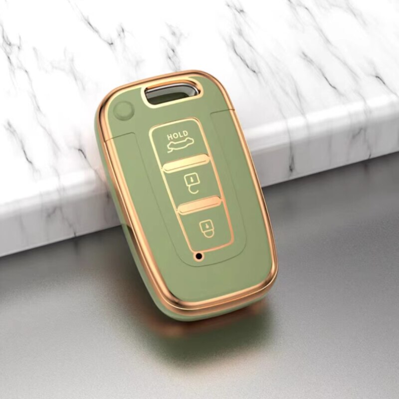 Carsine Hyundai Kia Car Key Case Golden Edge A / Green / Key case