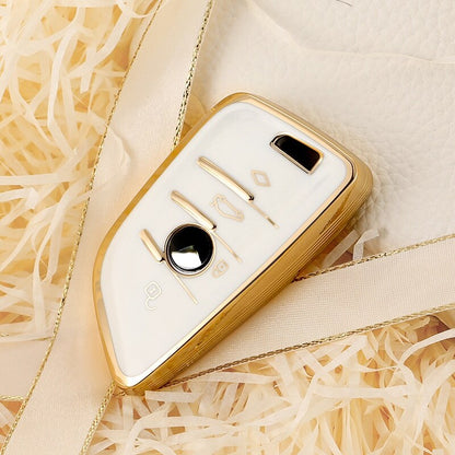 Carsine BMW Car Key Case Golden Edge White / Key case