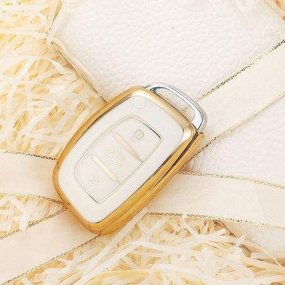 Carsine Hyundai Car Key Case Golden Edge B / White / Key case