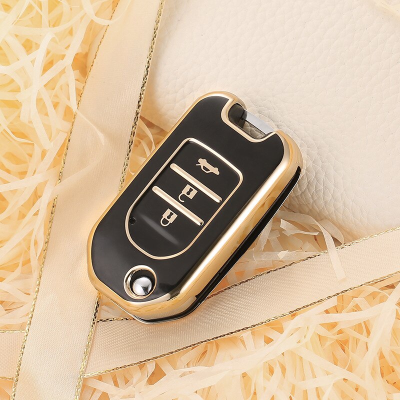 Carsine Honda Acura Car Key Case Golden Edge Black / Key case