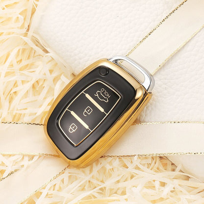 Carsine Hyundai Car Key Case Golden Edge A / Black / Key case