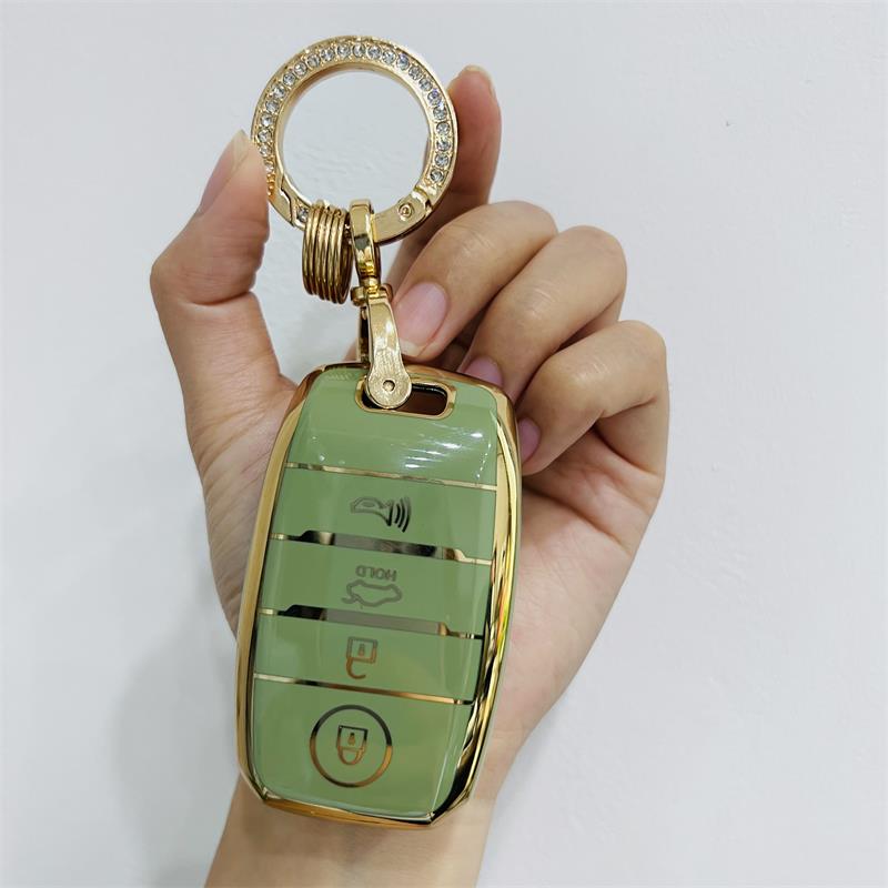 Carsine Kia Car Key Case Golden Edge Green / Key case + O chain