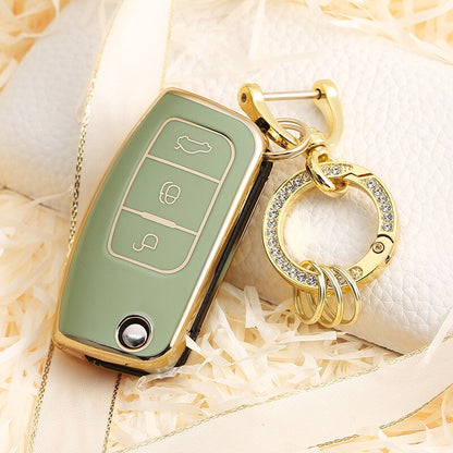 Carsine Ford Car Key Case Golden Edge Green / Key case + O chain