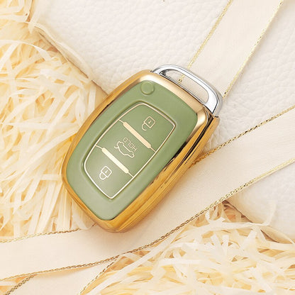 Carsine Hyundai Car Key Case Golden Edge B / Green / Key case