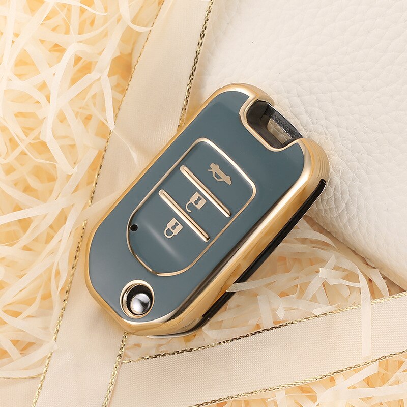 Carsine Honda Acura Car Key Case Golden Edge Grey / Key case