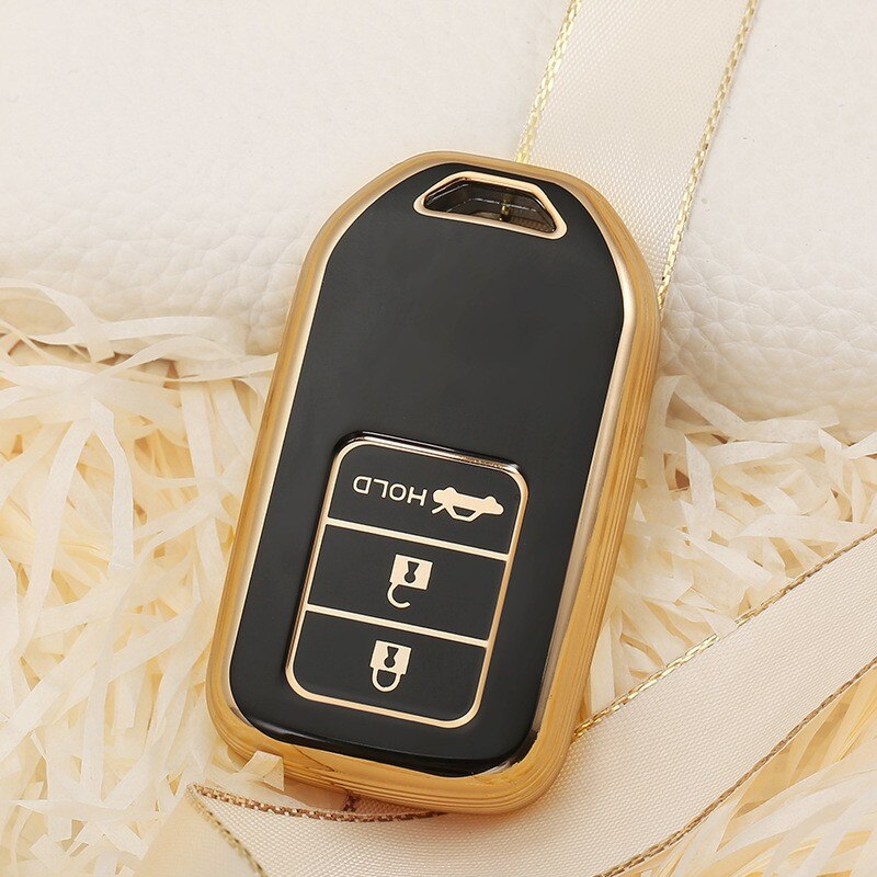 Carsine Honda Acura Car Key Case Golden Edge Black / Key case