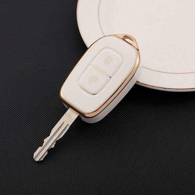 Carsine Renault Car Key Case Golden Edge White / Key case