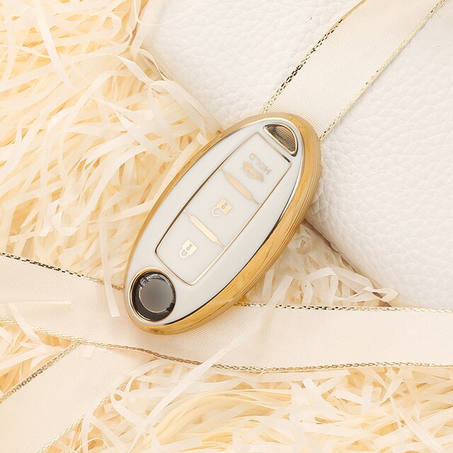 Carsine Nissan Car Key Case Golden Edge B / White / Key case