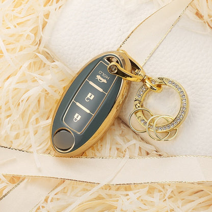 Carsine Nissan Car Key Case Golden Edge B / Grey / Key case + O chain