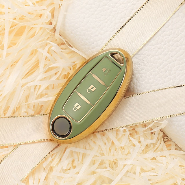 Carsine Nissan Car Key Case Golden Edge C / Green / Key case