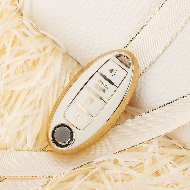 Carsine Nissan Car Key Case Golden Edge D / White / Key case