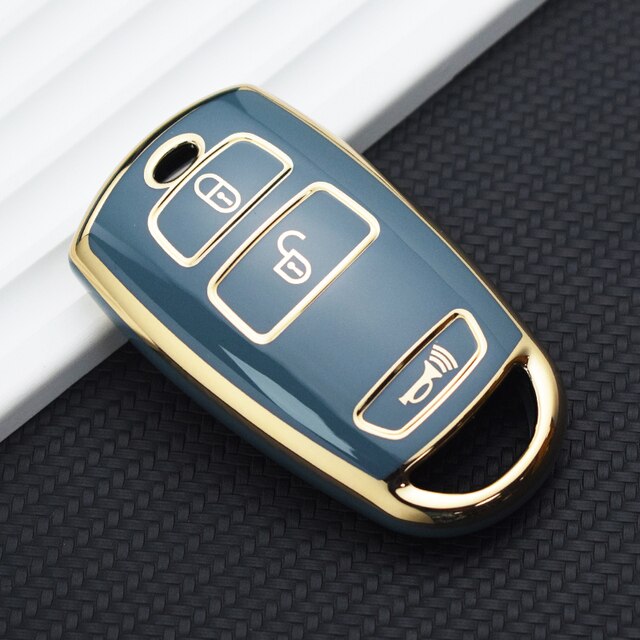 Carsine Hyundai Car Key Case Golden Edge Grey / Key case