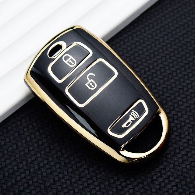 Carsine Hyundai Car Key Case Golden Edge Black / Key case