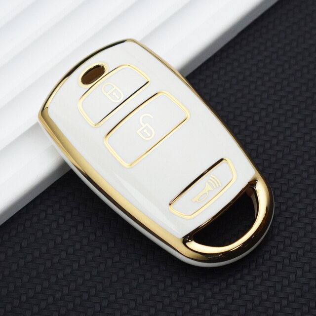 Carsine Hyundai Car Key Case Golden Edge White / Key case