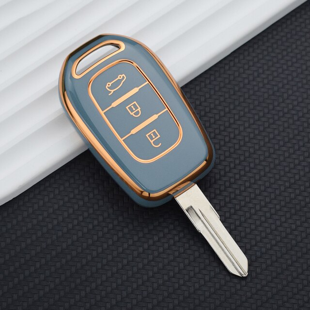 Carsine Renault Car Key Case Golden Edge Grey / Key case