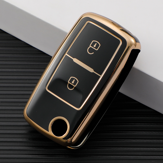 Carsine Volkswagen Car Key Case Golden Edge Black / Key case