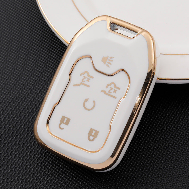 Carsine GMC Car Key Case Golden Edge Type A / White / Key case