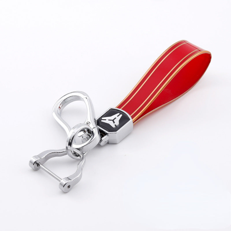 Carsine Leather Key Strap Golden Edge Red