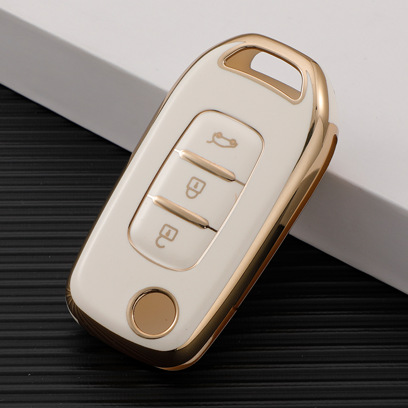 Carsine Renault Car Key Case Golden Edge White / Key case