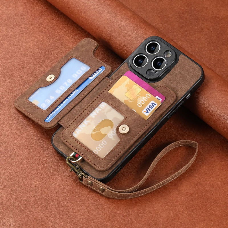 Carsine iphone case with card holder Brown / iPhone 14