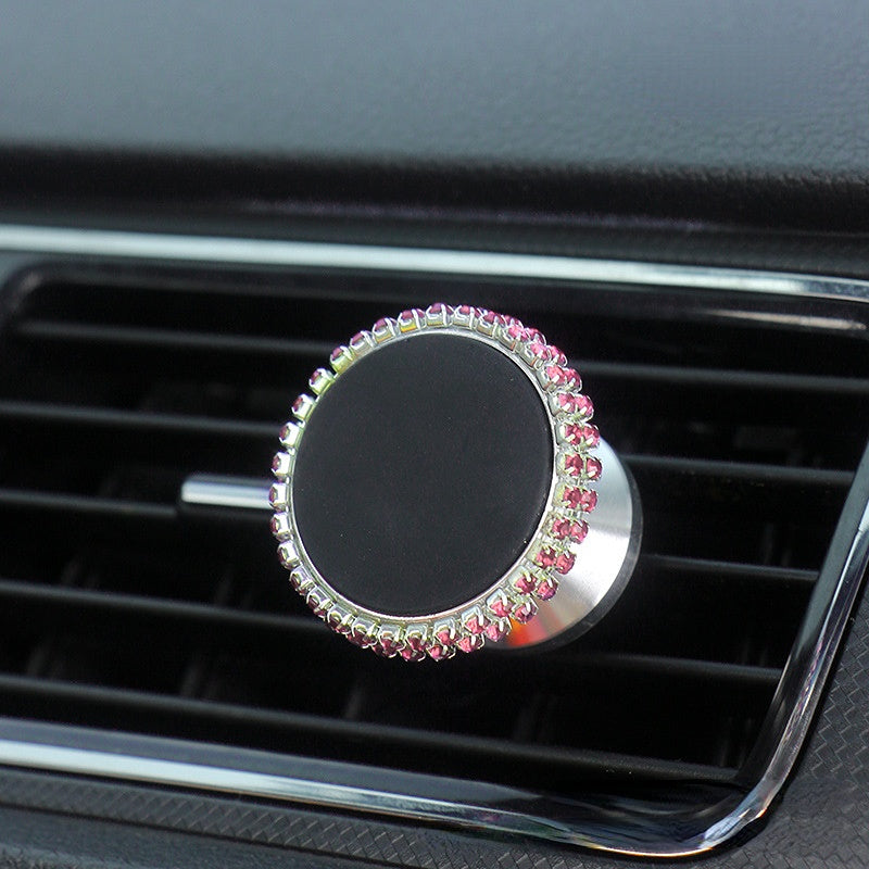 Carsine Rhinestone Car Phone Holder Magnetic attraction Pink