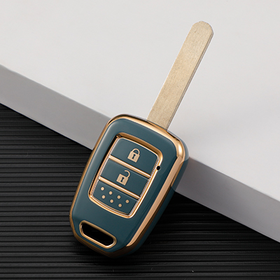 Carsine Honda Car Key Case Golden Edge grey / 2 buttons