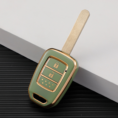 Carsine Honda Car Key Case Golden Edge green / 2 buttons