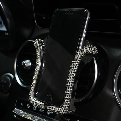Carsine Rhinestone Car Phone Holder U-shaped Black