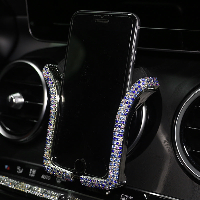 Carsine Rhinestone Car Phone Holder U-shaped AB Blue