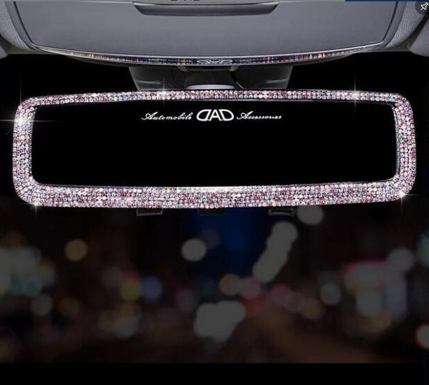 Carsine Rhinestone car rearview mirror AB Pink