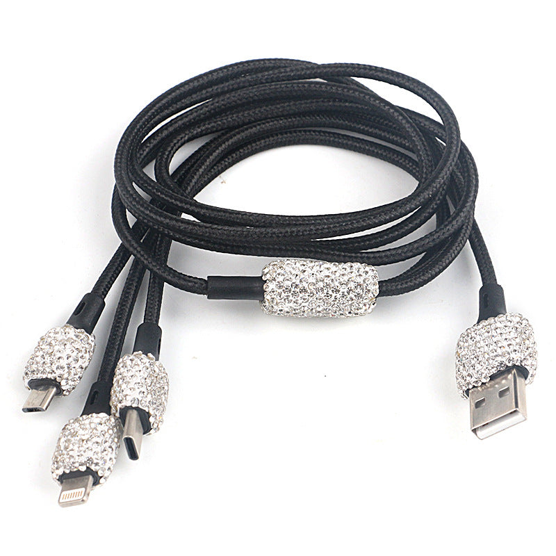 Carsine Rhinestone USB Charging Cable White