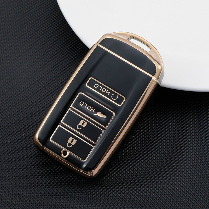 Carsine Honda Acura Car Key Case Golden Edge Black / 4 buttons