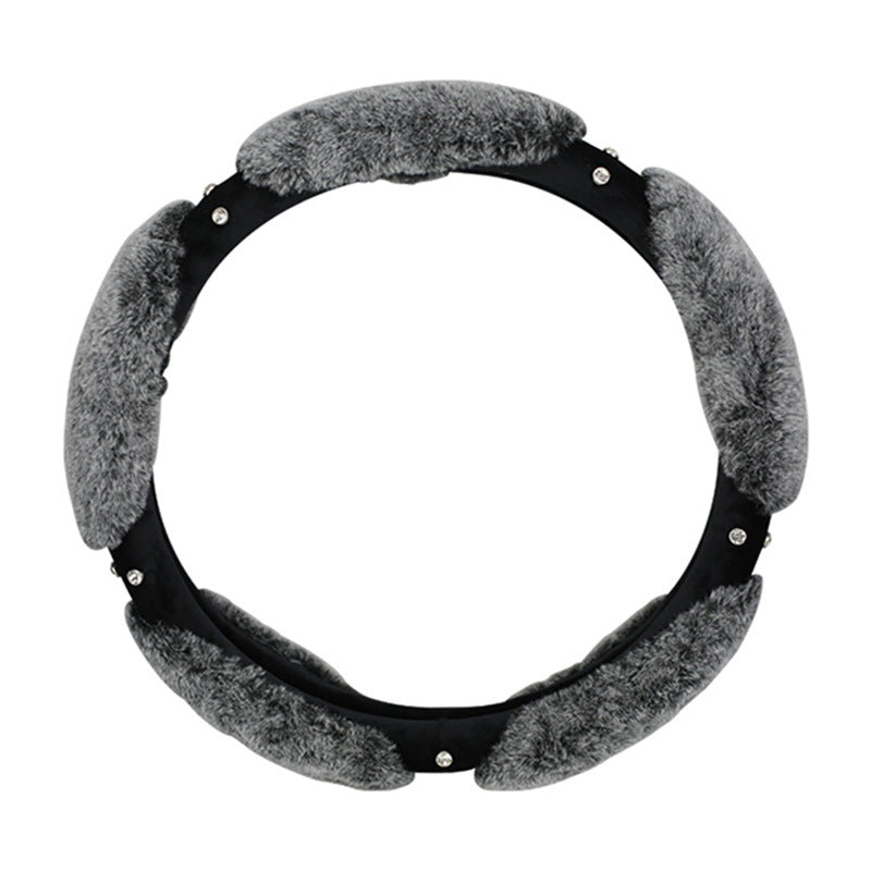 Carsine Rhinestone Plush Steering Wheel Cover