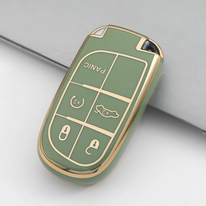 Carsine Jeep Dodge Chrysler Car Key Case Golden Edge