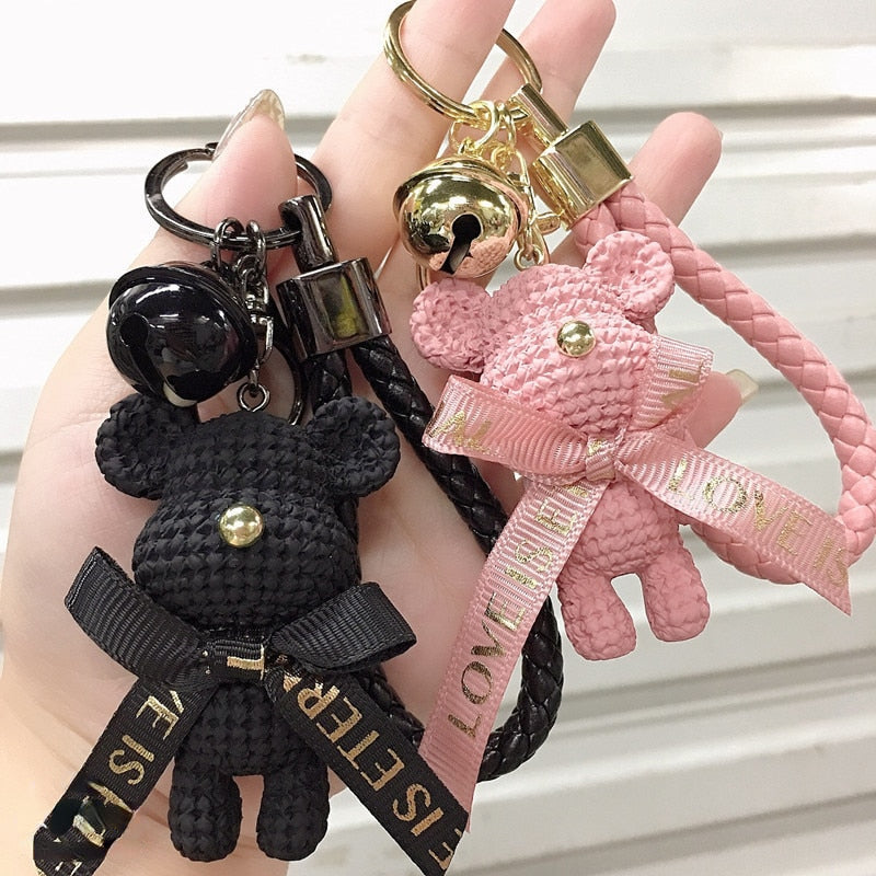 Carsine Braided Bear Keychain Pendant